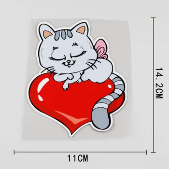 YJZT 11 cm X 14,2 cm Lnteresting Drži Naljepnicu s likom Mačke s сердечком Ljubavi 13B-0039