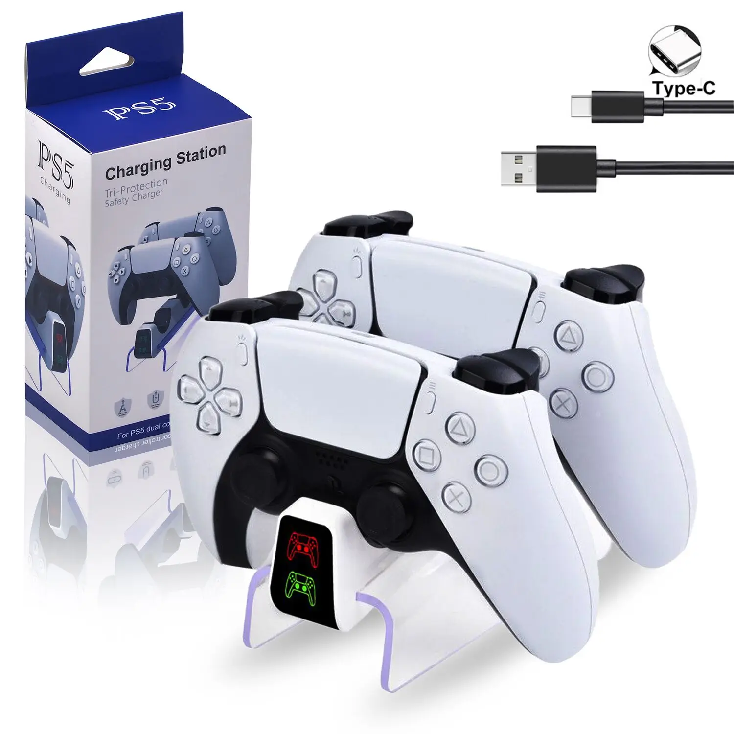 Brzi Punjač za Bežični kontroler Sony PlayStation5 Type-C, USB Dvostruko Punjenje Postoljem priključne stanice za punjenje kontrolera PS5 Slika  3