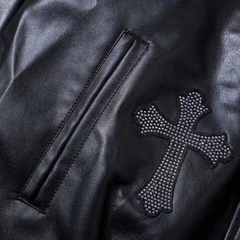 Hip-hop Muška jakna-бомбер Мотоциклетная kožna jakna s vezom za fakultet 2021 Moderan Vintage sveučilišni kaput Unisex Bejzbol kaput