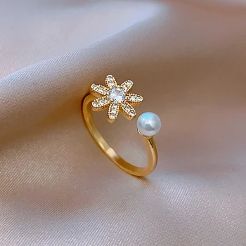 Korejski Jednostavan Temperament Prsten Na Prst Fin Moda Šuplje Srce Ljubavi Cvijet Loptu Otvoreno Elegantan Prsten Cirkon Banket Ukras