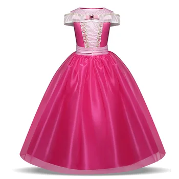 Haljina princeze za djevojčice, Dječje Božićni domjenak Odijelo Uspavane Ljepotice Djeca Plava Pink Neobična maskiranje Poklon za rođendan Odijelo Aurora