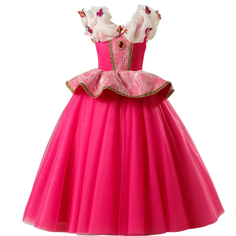 Haljina princeze za djevojčice, Dječje Božićni domjenak Odijelo Uspavane Ljepotice Djeca Plava Pink Neobična maskiranje Poklon za rođendan Odijelo Aurora Slika  1