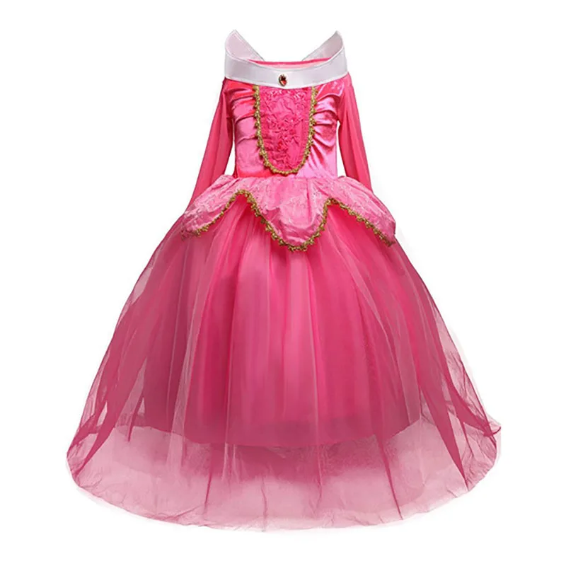 Haljina princeze za djevojčice, Dječje Božićni domjenak Odijelo Uspavane Ljepotice Djeca Plava Pink Neobična maskiranje Poklon za rođendan Odijelo Aurora Slika  2