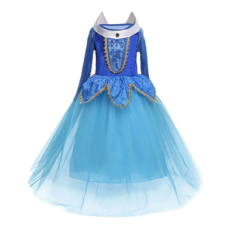 Haljina princeze za djevojčice, Dječje Božićni domjenak Odijelo Uspavane Ljepotice Djeca Plava Pink Neobična maskiranje Poklon za rođendan Odijelo Aurora Slika  4