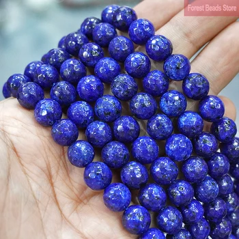 Izbrušena lapis Lazuli Okrugli Slobodnih Zrna DIY Narukvica Naušnice Pribor Prirodni Kamen za Izradu Nakita 15