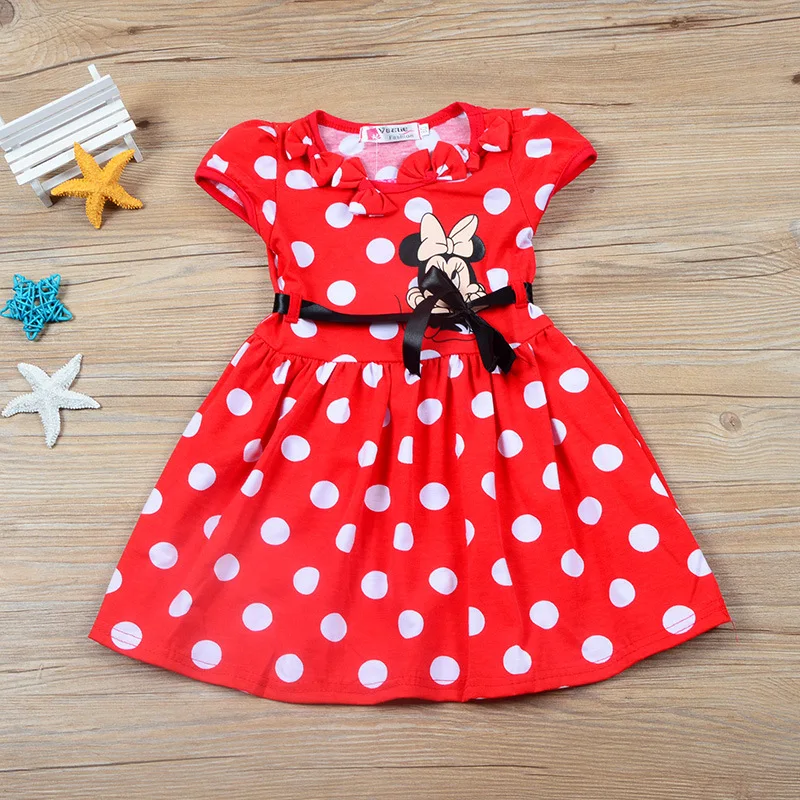 Haljine za djevojčice Ljetnim Crtani Minnie Mouse Point Kratkih Rukava Infant Slatka proslava rođendana Haljina Princeze Хлопковая odjeća za mališane Slika  5