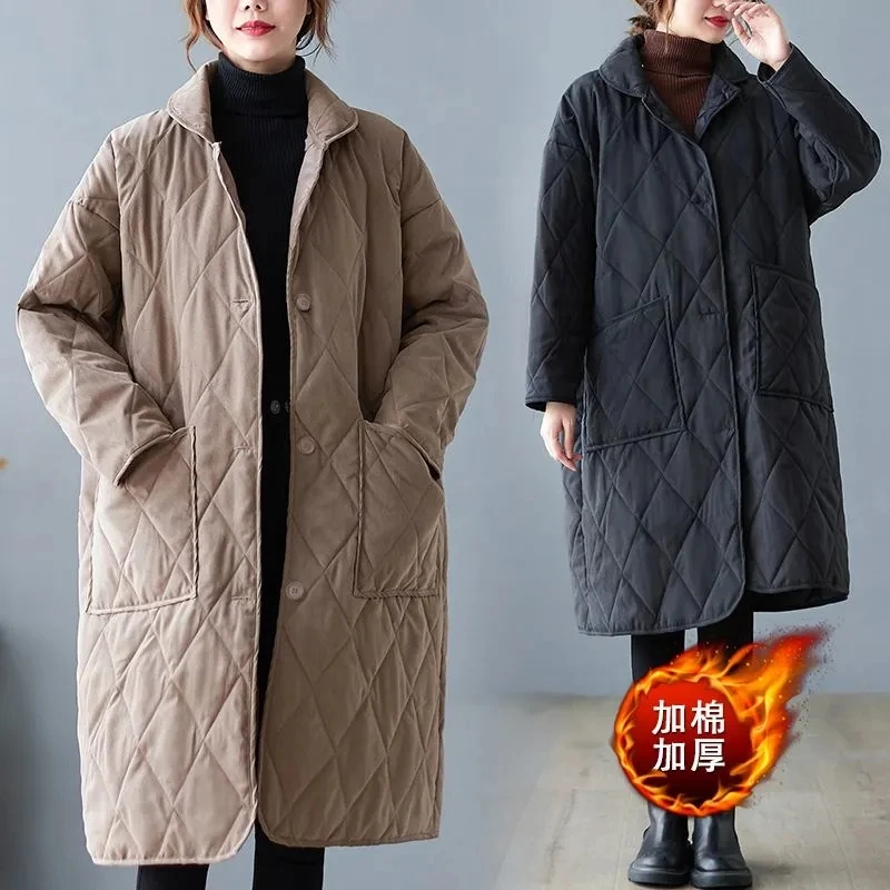 2022 Zimski kaput Novi Korejski stil Dugi kaput s pamučnom postavom Ženska Svakodnevni jakna-parka Odjeća Ženska tanka gornja odjeća Slika  1