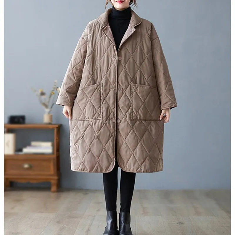 2022 Zimski kaput Novi Korejski stil Dugi kaput s pamučnom postavom Ženska Svakodnevni jakna-parka Odjeća Ženska tanka gornja odjeća Slika  2