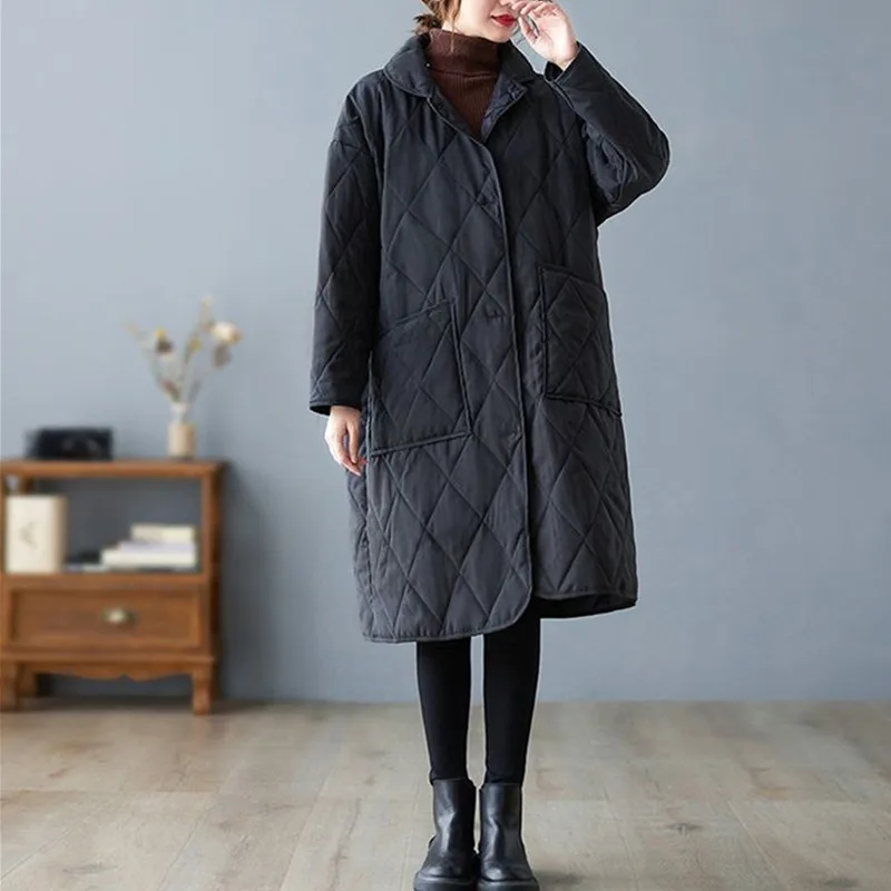 2022 Zimski kaput Novi Korejski stil Dugi kaput s pamučnom postavom Ženska Svakodnevni jakna-parka Odjeća Ženska tanka gornja odjeća Slika  4