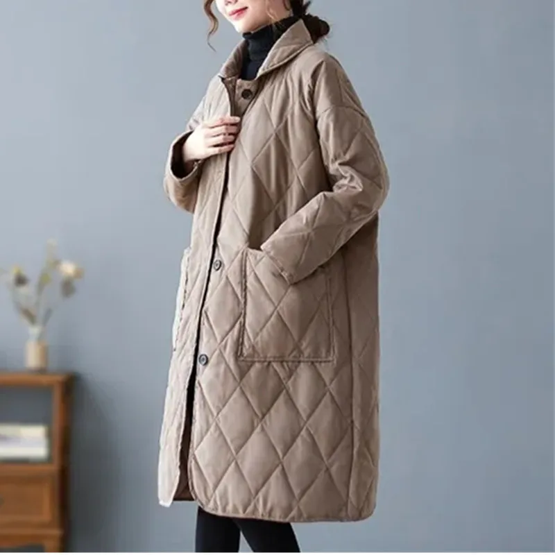 2022 Zimski kaput Novi Korejski stil Dugi kaput s pamučnom postavom Ženska Svakodnevni jakna-parka Odjeća Ženska tanka gornja odjeća Slika  5