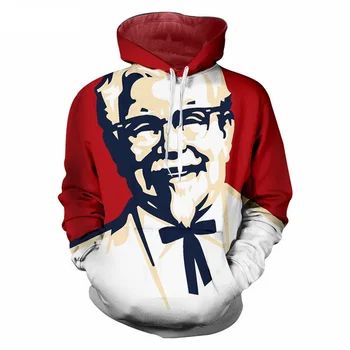 Jesen Zima KFC Djed Print 3D Veste Muški Ženski Ulični odjeća s dugim rukavima Puloveri Veste Sport Odijela Vanjska odjeća