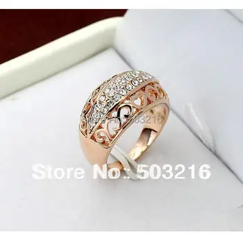 CHRAN Jednostavan Zlatna boja Ženske Prstena za prste Svadbeni Nakit Veleprodaja Modne Šuplje Dizajnerske Kristalno Vjenčano prstenje za žene