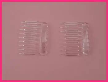 50ШТ 4,0 cm*5,0 cm Mini-9-zupčasti prozirne Jednostavan plastični češljevi za kosu diy pribor za kosu,Prozirna bijela bočna četka za krunu DIY