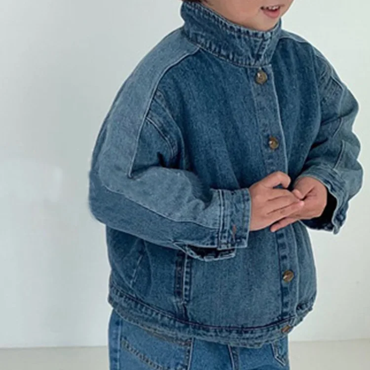 2021 Jesenski dječje Nova traper jakna u zapadnom stilu, za dječake i djevojčice sa širokim ovratnikom-bar s unakrsna ovratnik Slika  0