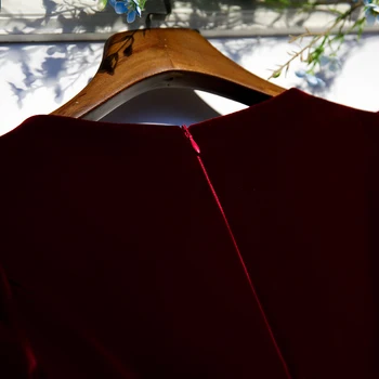 Večernja haljina Seksi V-neck, trapeznog oblika, duga do poda Jednostavno бордовое kratkih rukava Vintage Elegantne Nove večernje haljine za zabave Žena B097