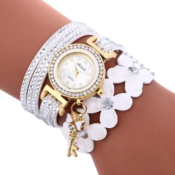 Trendy White Zvona Dijamant Kožna narukvica Dama Ženski ručni sat u stilu Top za elegantne ženske Modne nježne sate