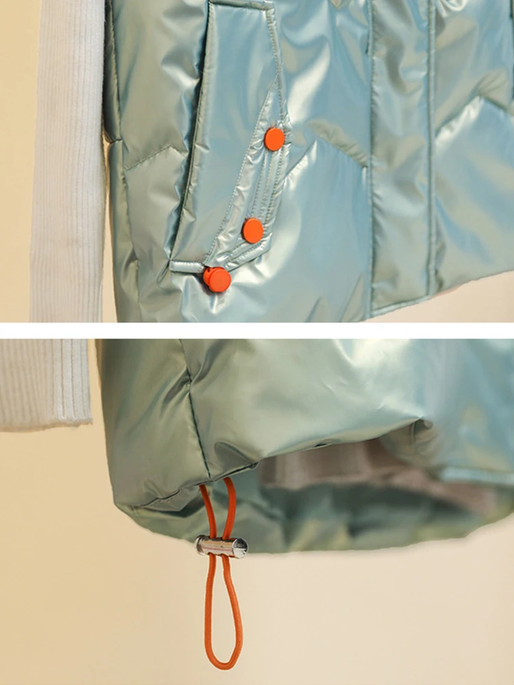 SURMIITRO 2021 Jesensko-zimski prsluk Ženski bez rukava Toplo пуховик sa pamučnom postavom na korejskom stilu Zelena jakna crna Ženski prsluk Slika  5
