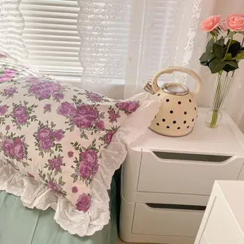 Komplet posteljina s cvjetnim uzorkom 3/4 kom. posteljina Queen King Pamučne plahte Kit dekom pokriti Jastučnicu Luksuzni komplet posteljina s dva odvojena ležaja