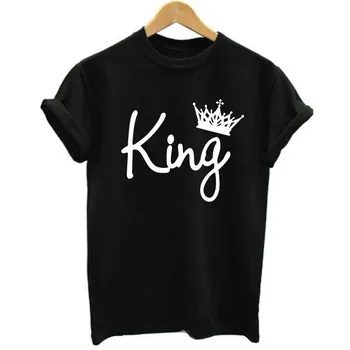 Par Majica Kralj Kraljica Crown Print Par Majica Ljetna modna ženska t-shirt Svakodnevne majice s okruglog izreza za ljubitelje t-Shirt