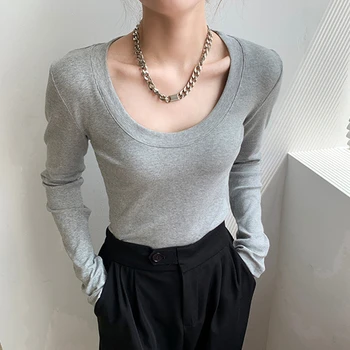 Colorfaith Novi 2021 Ženska jesensko-zimska majica s низом Osnovna uska Moda u korejskom stilu Elegantna dama Divlje Vrhovima T7799