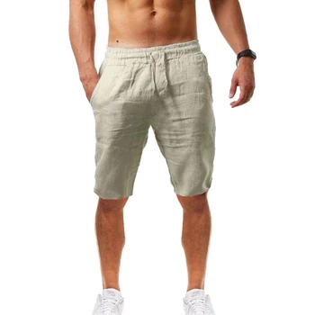 Nove ljetne muške svakodnevne sportske kratke hlače od pamuka i lana je udobna trendi kratke hlače za trčanje plaža hlače
