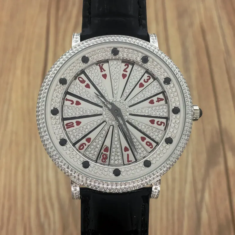 Muški sat s velikim dial s бриллиантовым kožnim remenom Vodootporan kvarcni satovi za žene Luksuzni kućište od Циркона Slika  0