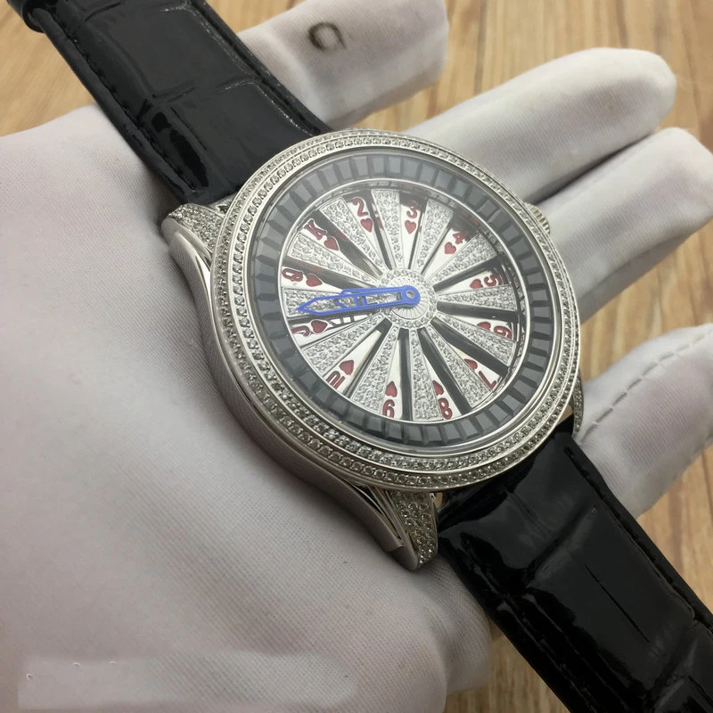 Muški sat s velikim dial s бриллиантовым kožnim remenom Vodootporan kvarcni satovi za žene Luksuzni kućište od Циркона Slika  3