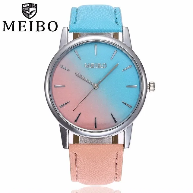 Popularne ženske retro-gradijent ispunjava kožne ručni sat MEIBO, Svakodnevni ručni sat, haljina, ženski ručni kvarcni sat, Jednostavan stil, Visoku kvalitetu Slika  3