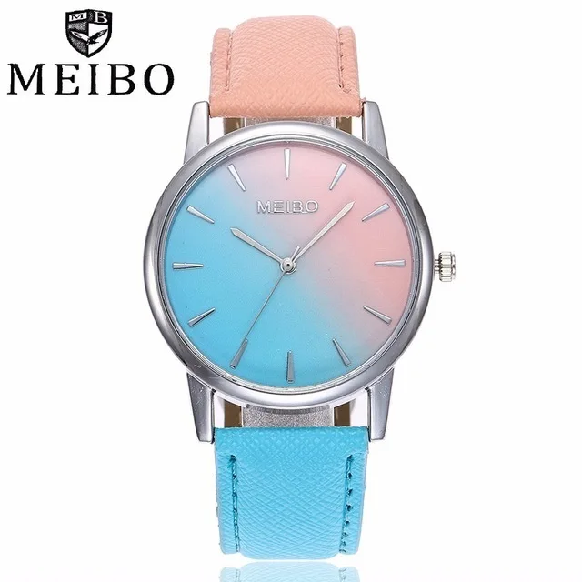 Popularne ženske retro-gradijent ispunjava kožne ručni sat MEIBO, Svakodnevni ručni sat, haljina, ženski ručni kvarcni sat, Jednostavan stil, Visoku kvalitetu Slika  4