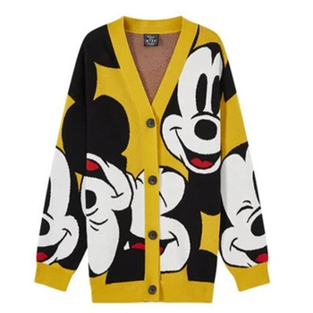 Disney Minnie Mouse V-izrez u obliku Ženski kardigan na zakopčane Džemper dugih rukava Jesen Zima Kukičane Majice Svakodnevne Slobodne prevelike skakači