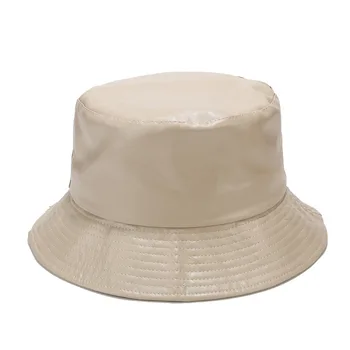 Ženska Muška moda šešir-kantu od umjetne kože Riblja kapu Monotono sklopivi Pješačkih šešir Hip-hop Ulične vodootporan panamac kape Kapu