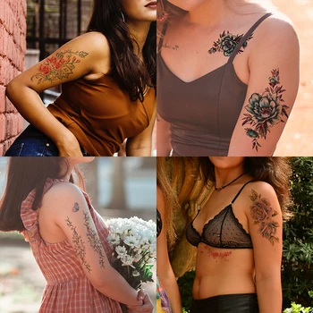 Veliki veličina tetovaže na ruci naljepnica cvijet ruže seksi djevojke model tattoo ruka noga crna kana naljepnice prijenos vode lažna tetovaža RA052