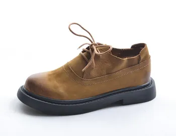 Careaymade-Cipele Martin je u europskom stilu u retro stilu s okruglog kravata, cipele s ravnim potplatima od bičevati sa sjedištem sloj, ženske plimni cipele u starom stilu