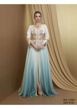 Elegantan, jednostavan j večernja haljina od kaftan s V-neck, trapeznog oblika, duga do poda Ljetno haljinu za posebne prigode Haljinu za prom u Dubaiju Plus Size