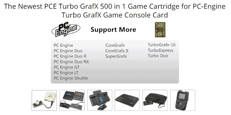 Najnoviji igra uložak PCE Turbo GrafX 500 1 za igraće konzole i PC Engine-Turbo GrafX Slika  1