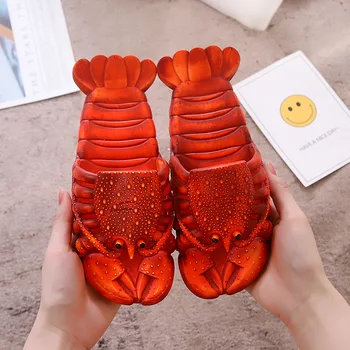 Novi dolazak Ljetnih zabavnih 3D papuče s jastog Ženske trendy sandale Čudna novost Za roditelje i djecu Plaža papuče s раками