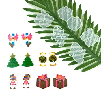 5pcs Silikonska Forma za Božićno Drvce/Štake/Poklon kutija Kalup je Pogodan za izradu nakita od epoksida Diy Obrtni Naušnice