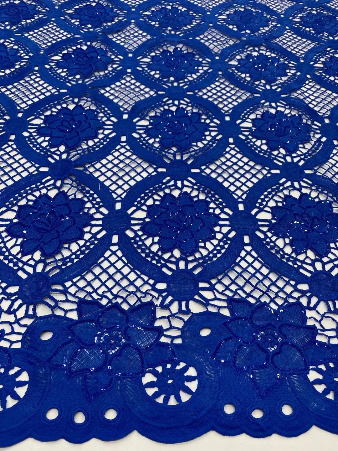 (5 metara/kom) Standardna tamno plava afrička cvjetne čipke tkanina sa šljokicama 2021 najnoviji нигерийская cvjetne čipke tkanina za večernje haljine WZZ031 Slika  0