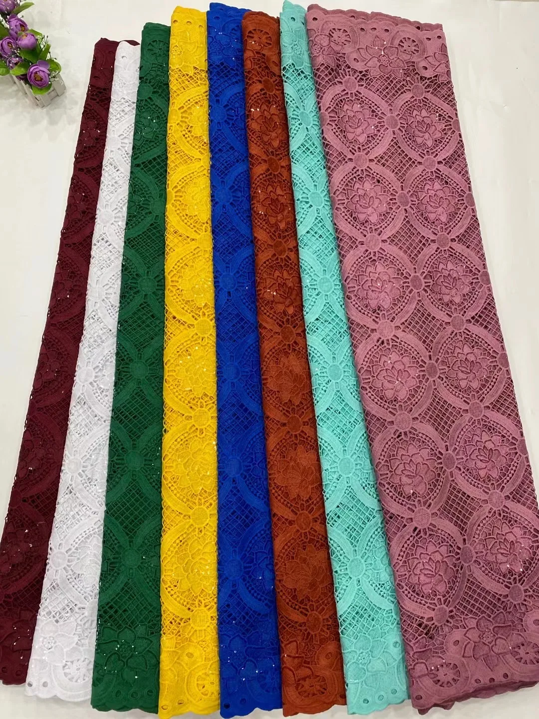 (5 metara/kom) Standardna tamno plava afrička cvjetne čipke tkanina sa šljokicama 2021 najnoviji нигерийская cvjetne čipke tkanina za večernje haljine WZZ031 Slika  5