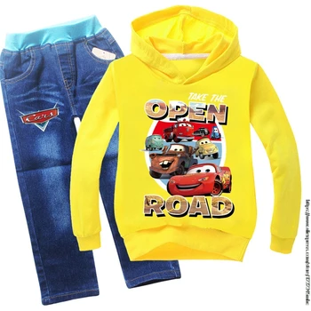 Setove dječje odjeće Disney McQueen Auto sportski odijelo Proljeće i Jesen Hoodies Traper hlače i Veste s dugim rukavima Odjeću