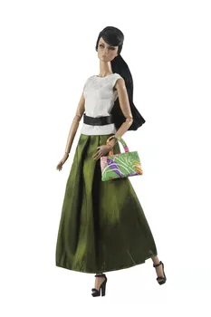 Moda Изумрудная Princeza Lutkarska Odjeću Za Barbie Haljina Komplet Odjeće Bijela Košulja Bez Rukava Suknja Torbu 11,5