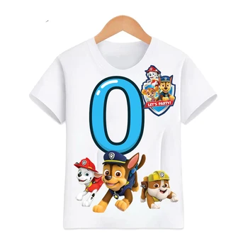 Dječja majica na rođendan crtani majicom Paw Patrol Dječje odjeće Grafički t-shirt Paw Mashall Ryder Chase Sky Dog Majice Dječje odijevanje