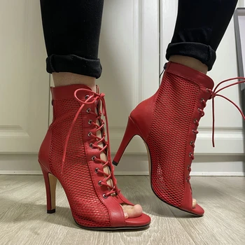 2022 Nove ženske cipele za ballroom ples Moderan seksi mrežaste kratke čizme visoke kvalitete Udobnost Ljetne sandale na visoku petu Ženski Veličina 47