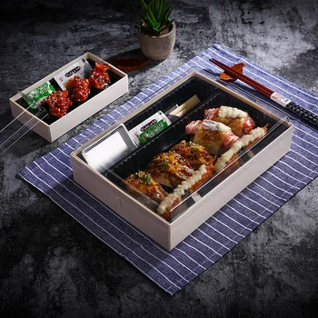 Pladanj Za jelo, Ploča Za Pečenje Drveni Box Set Posuđa Jednokratna Ambalaža Za Slastice Transparentno Kvadratnom Kontejner Za Jelo Sushi Brze Hrane 10 Kom.