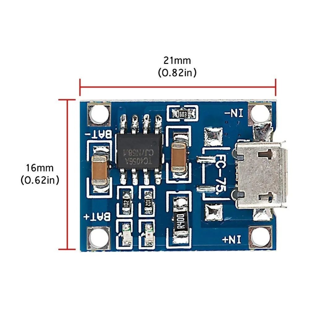 Aokin TP4056 5 U TENSTAR ROBOT 1A Micro USB 18650 Litij Baterija Punjenje naknada Modul Punjač+Zaštita Dvostruke funkcije Slika  3