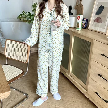 Pidžama ženska kućna odjeća set od 2 predmeta dupli sloj марлевая пижама komplet ženske hlače s dugim rukavima pidžama od pamuka kardigan L546