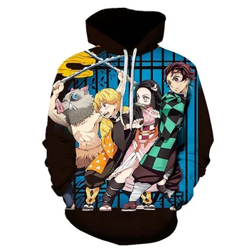 2021 Nova moda Cool Četa duhova Oštrica Anime Majica sa kapuljačom 3D Ispis Muška ženska dječja majica Pulover Ulica odjeća Džemper