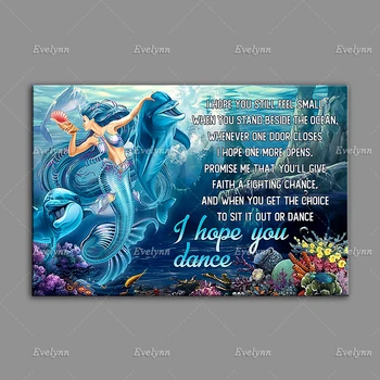 Poster Je Sirena,Moj Dom-Otvoreno More, Gdje Počinje Da Se Sjaji Jače, I Da Moja Duša, Zidni Umjetničke Grafike Za Dom Jedinstveni Poklon Dekor-Platna