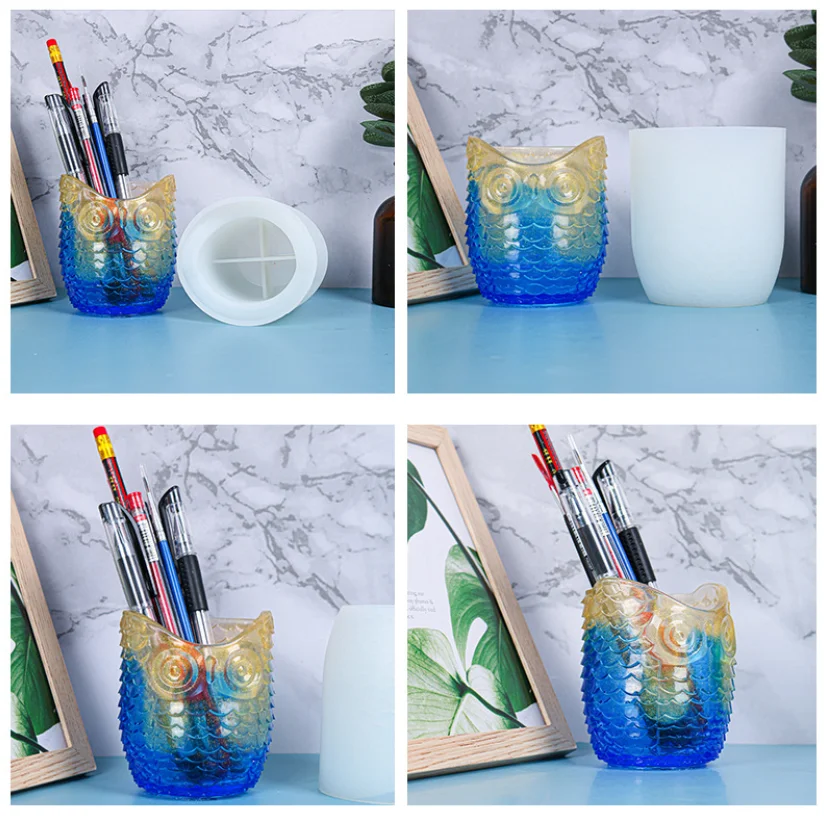 1pc Držač olovke Crystal Silikon Ljevaonice Oblika Setove u Stilu Sova Oblika Od Epoksidne Smole Za izradu nakita DIY Setovi Potrošnog Materijala Slika  5