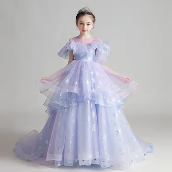 Расшитое sequined haljina princeze s repom za djevojčice Elegantna večernja loptu haljina 2-10 godina Dječji večernje Vjenčanje djeveruša haljina na jedno rame nepravilnog haljine